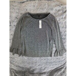 NEW - J. Crew Sparkle Bell Sleeve Top Silver Metallic H1877 Size Medium